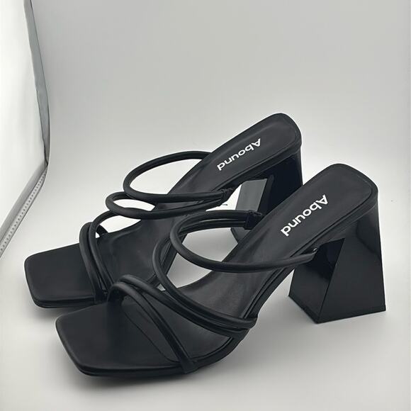 New women’s Abound black strappy block geometric heel sandals slip on size 8 - Picture 1 of 9